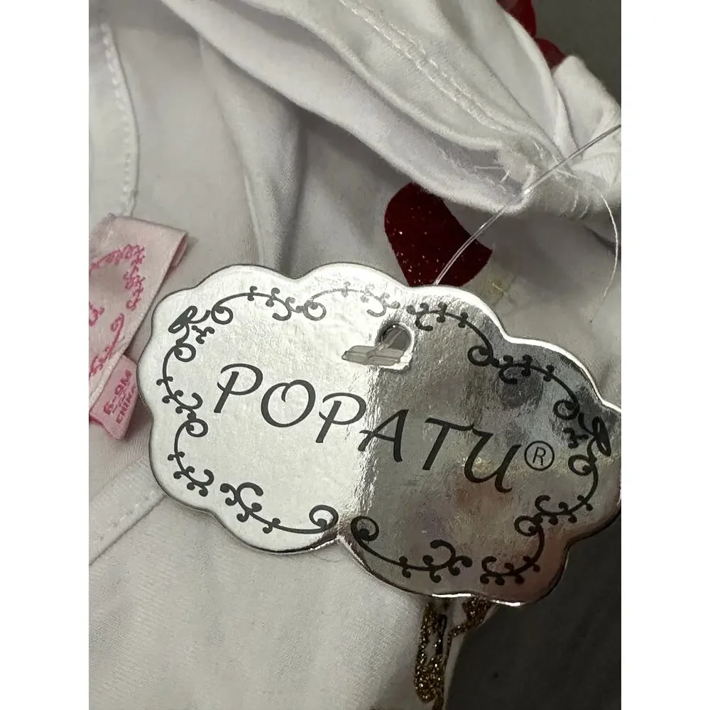 Popatu Merry Christmas One Piece Short Sleeves Tutus White Kids 0-3 Months NWT